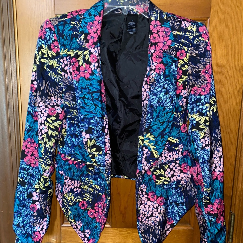 Bisou Bisou Floral Flower Jacket Size Small